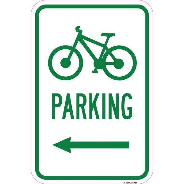 Signmission Bicycle Parking With Left Arrow, Heavy-Gauge Aluminum, 12" x 18", A-1218-25289 A-1218-25289 - main